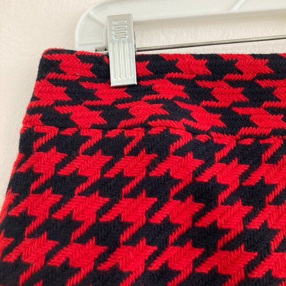 Vintage Tommy Hilfiger Wool Blend Houndstooth Mini Skirt Red Preppy Academia 6 - Picture 2 of 7
